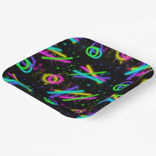 Assiettes En Carton Bâton Neon Llow Motif sans couture ID923 (Angulaire)