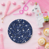 Assiettes En Carton Bâtons de lacrosse de bleu marine (Fête)