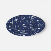 Assiettes En Carton Bâtons de lacrosse de bleu marine (Angle)