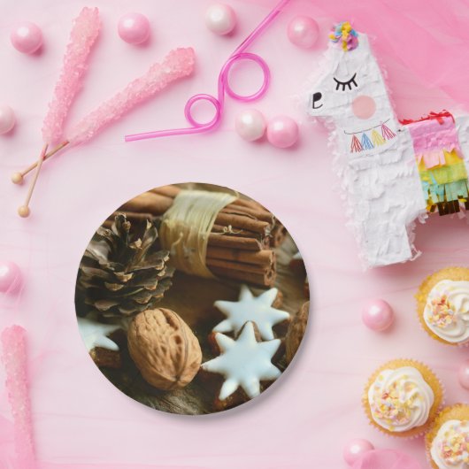 Assiettes En Carton Bâtons et étoiles de cannelle de Noël (Fête)