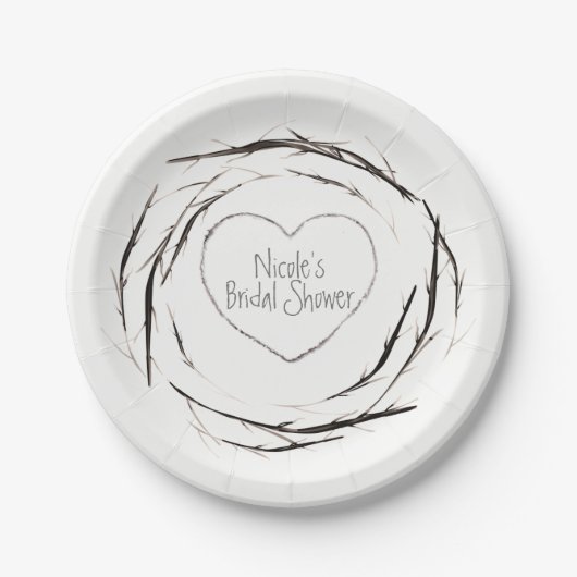 Assiettes En Carton Bâtons rustiques Branches de brindilles Wreath Fêt (Devant)