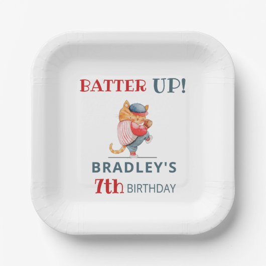 Assiettes En Carton Batter ! Baseball Sports Boys fête d'anniversaire (Recto)