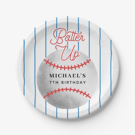 Assiettes En Carton Batter Up Boys Baseball Thème Anniversaire (Devant)