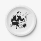 Assiettes En Carton Batteur rétro (Devant)