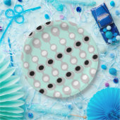 Assiettes En Carton Baubles atomiques Turquoise gris blanc (Fête)