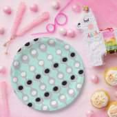 Assiettes En Carton Baubles atomiques Turquoise gris blanc (Fête)