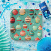 Assiettes En Carton Baubles de Noël rétro gros (Fête)