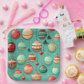 Assiettes En Carton Baubles de Noël rétro gros (Fête)