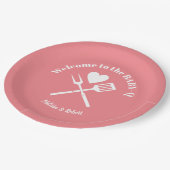 Assiettes En Carton BBQ Baby shower moderne en rose solide (Angle)