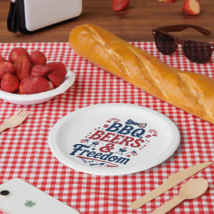 Assiettes En Carton BBQ, Bières et Liberté – Vibes Rétro du 4 Juillet