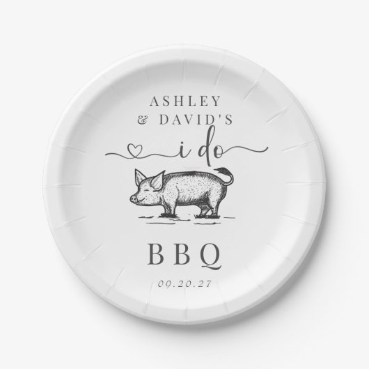 Assiettes En Carton BBQ | Douche Couples | Répétition rustique | Rôti (Devant)