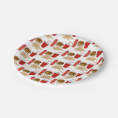 Assiettes En Carton BBQ Motif Burger Fast Food (Angle)