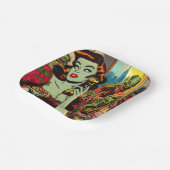 Assiettes En Carton BD Zombie Horreur vintage (Angulaire)