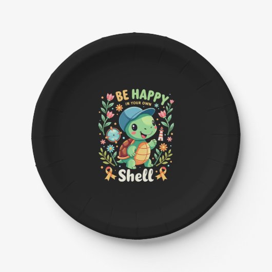 Assiettes En Carton Be Happy In Your Own Shell Turtle Autism Awareness (Devant)