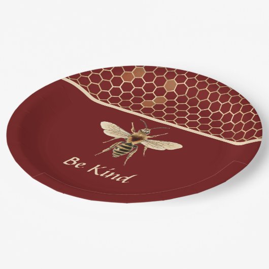 Assiettes En Carton Be Kind Bee and Honeycomb sur la Bourgogne (Angle)