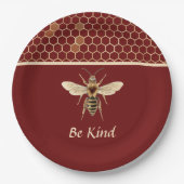 Assiettes En Carton Be Kind Bee and Honeycomb sur la Bourgogne (Devant)