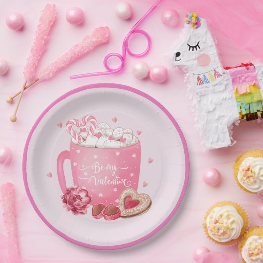 Assiettes En Carton Be My Valentine Cocoa, Cookies and Sweets (Fête)