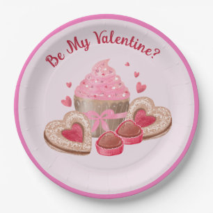 Assiettes En Carton Be My Valentine Cup Cakes, Cookies and Sweets