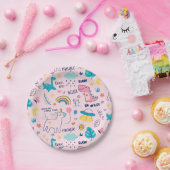 Assiettes En Carton Be Wild Rose Dinosaur Rainbow Unicorn Girls Party (Fête)