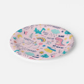 Assiettes En Carton Be Wild Rose Dinosaur Rainbow Unicorn Girls Party (Angle)