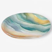 Assiettes En Carton Beach Aqua Green Ocean Cream Sand Mariage (Angle)