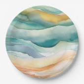 Assiettes En Carton Beach Aqua Green Ocean Cream Sand Mariage (Devant)