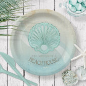 Assiettes En Carton Beach House Clam Shell Aqua Blue ID623