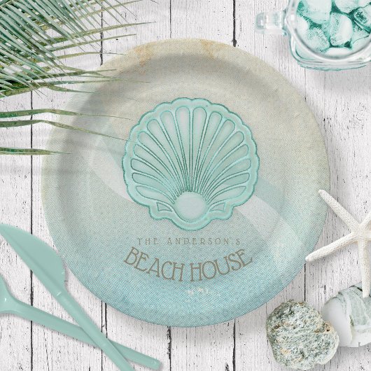 Assiettes En Carton Beach House Clam Shell Aqua Blue ID623