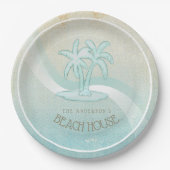Assiettes En Carton Beach House Palm Trees Aqua ID623 (Devant)