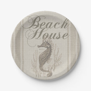Assiettes En Carton Beach House Seahorse Seashore