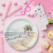 Assiettes En Carton Beach Ocean Palm Tree Mariage (Fête)
