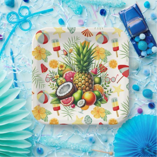 Assiettes En Carton Beach Party (Fête)