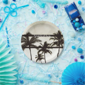 Assiettes En Carton Beach Party Palm Trees Tropical White Hot Night (Fête)