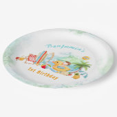 Assiettes En Carton Beach Pool Party Été 1er anniversaire Garçon (Angle)