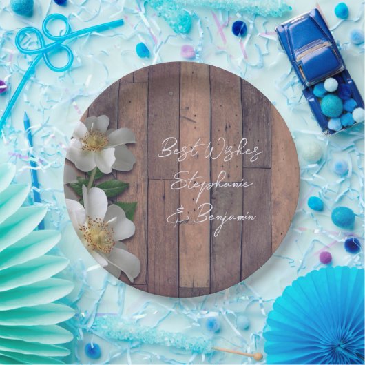 Assiettes En Carton Beach Rose Wood Look Party (Fête)