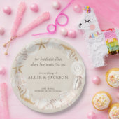 Assiettes En Carton Beach Seashells Sand Love Sea Mariage (Fête)