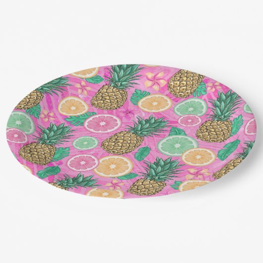 Assiettes En Carton Beach Summer Pattern  (Angle)