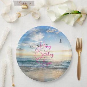 Assiettes En Carton Beach Sunrise Custom Party