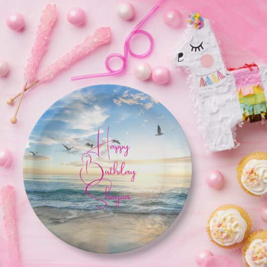 Assiettes En Carton Beach Sunrise Custom Party (Fête)