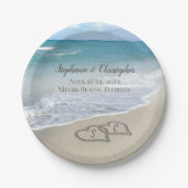 Assiettes En Carton Beach Wedding Hearts (Devant)