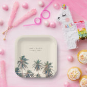 Assiettes En Carton Beach Wedding Reception Palm Tree Personalized (Fête)