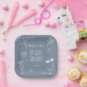 Assiettes En Carton Beach Whimsical Doodle Illustrations Bridal Shower (Fête)