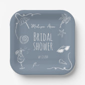 Assiettes En Carton Beach Whimsical Doodle Illustrations Bridal Shower (Recto)