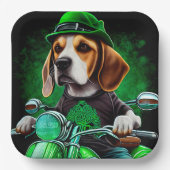 Assiettes En Carton Beagle Chien conduisant vélo St. Patrick's Day (Recto)