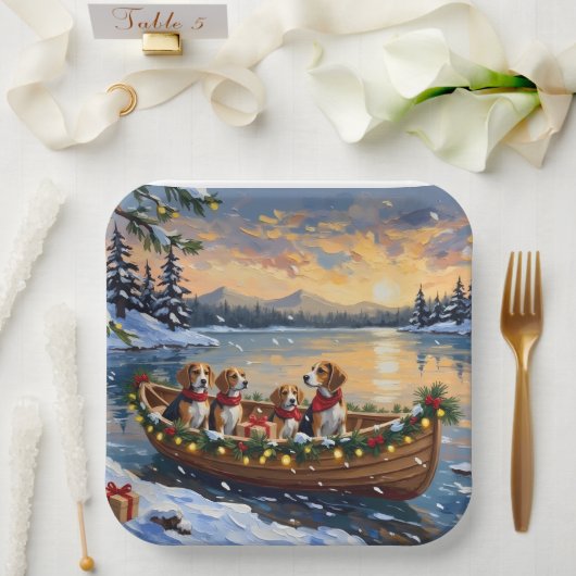 Assiettes En Carton Beagle Christmas Boat Holiday (Mariage)