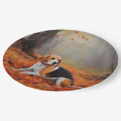 Assiettes En Carton Beagle en automne Leaves automne Inspire (Angle)