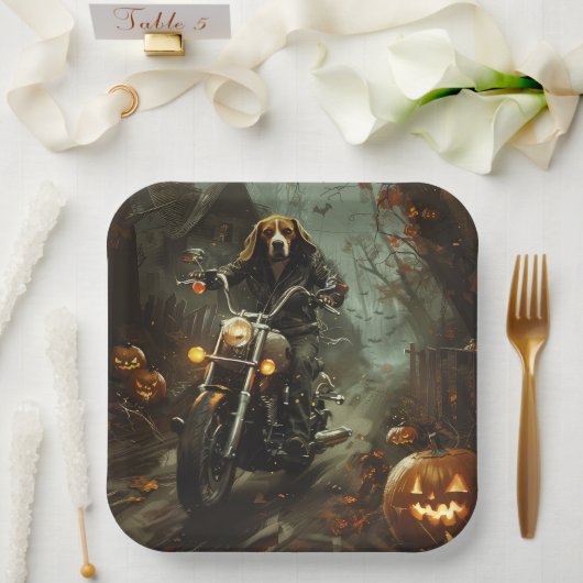 Assiettes En Carton Beagle équitation moto Halloween effroi (Mariage)