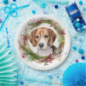 Assiettes En Carton Beagle Noël Wreath Festive Pup (Fête)