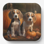 Assiettes En Carton Beagle Puppy Automne Citrouille de plaisir (Recto)