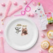 Assiettes En Carton Bear And Deer Conversation Funny Wildlife Design  (Fête)